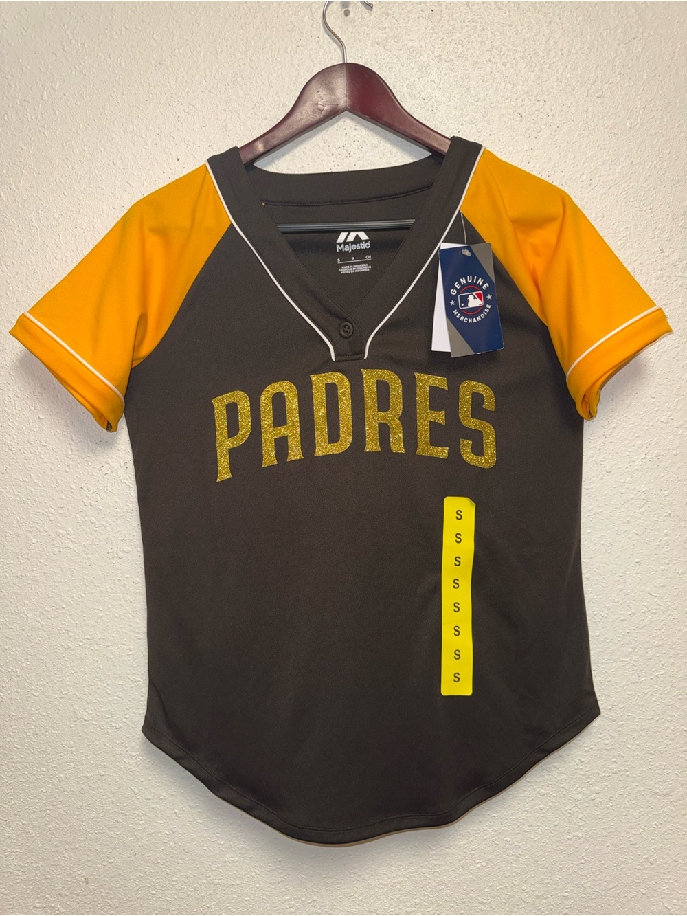 Majestic mens Padres Short Sleeve Baseball Jersey - Brown & Gold